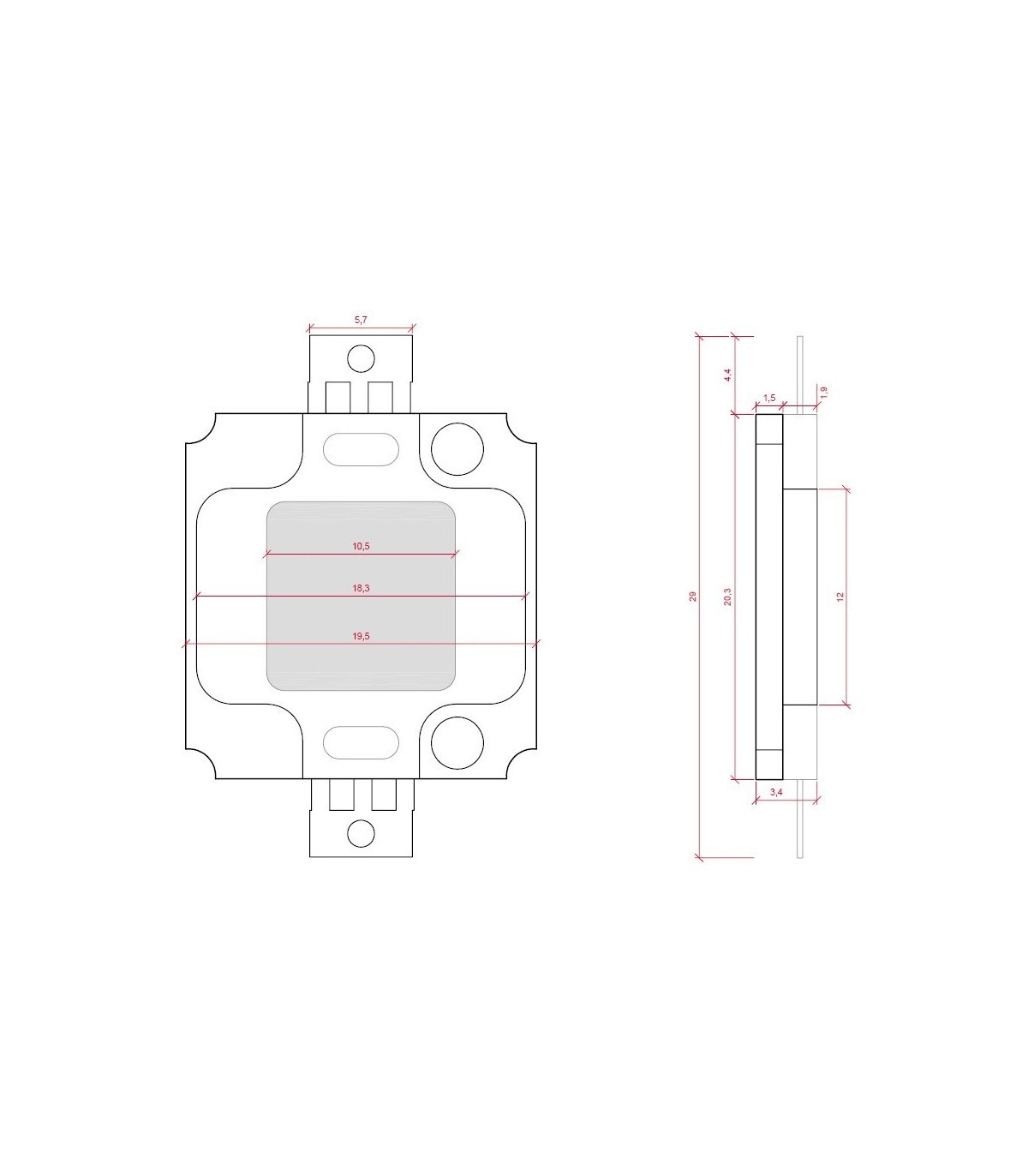 LED High Power COB30 10W 1.000Lm 30-34V 300mA IP25