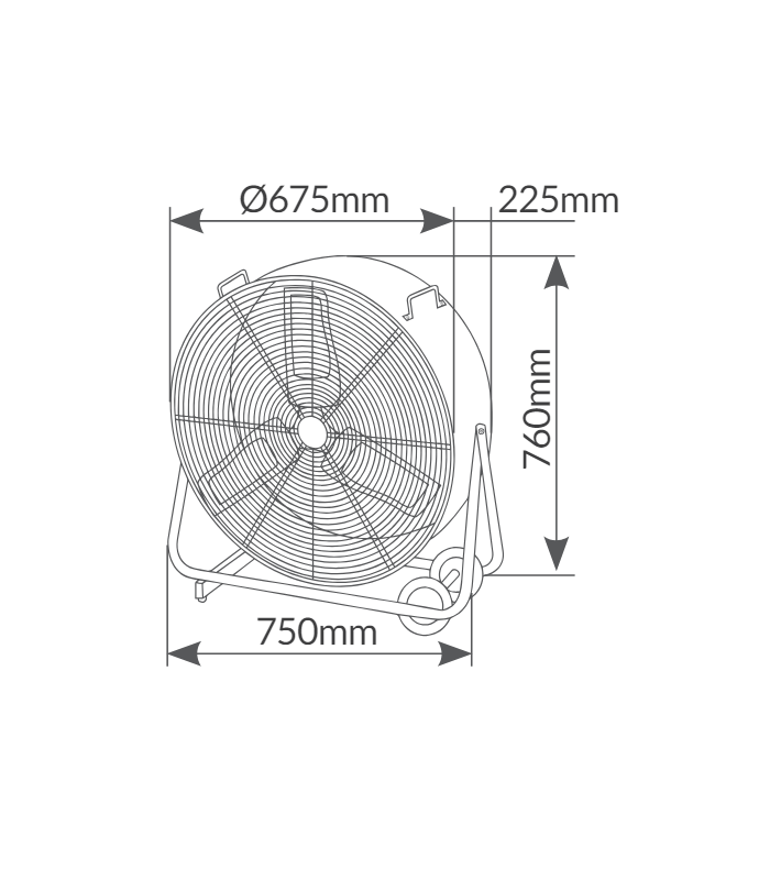 Ventilador de Suelo Metálico Bampa 250W 70cm Negro