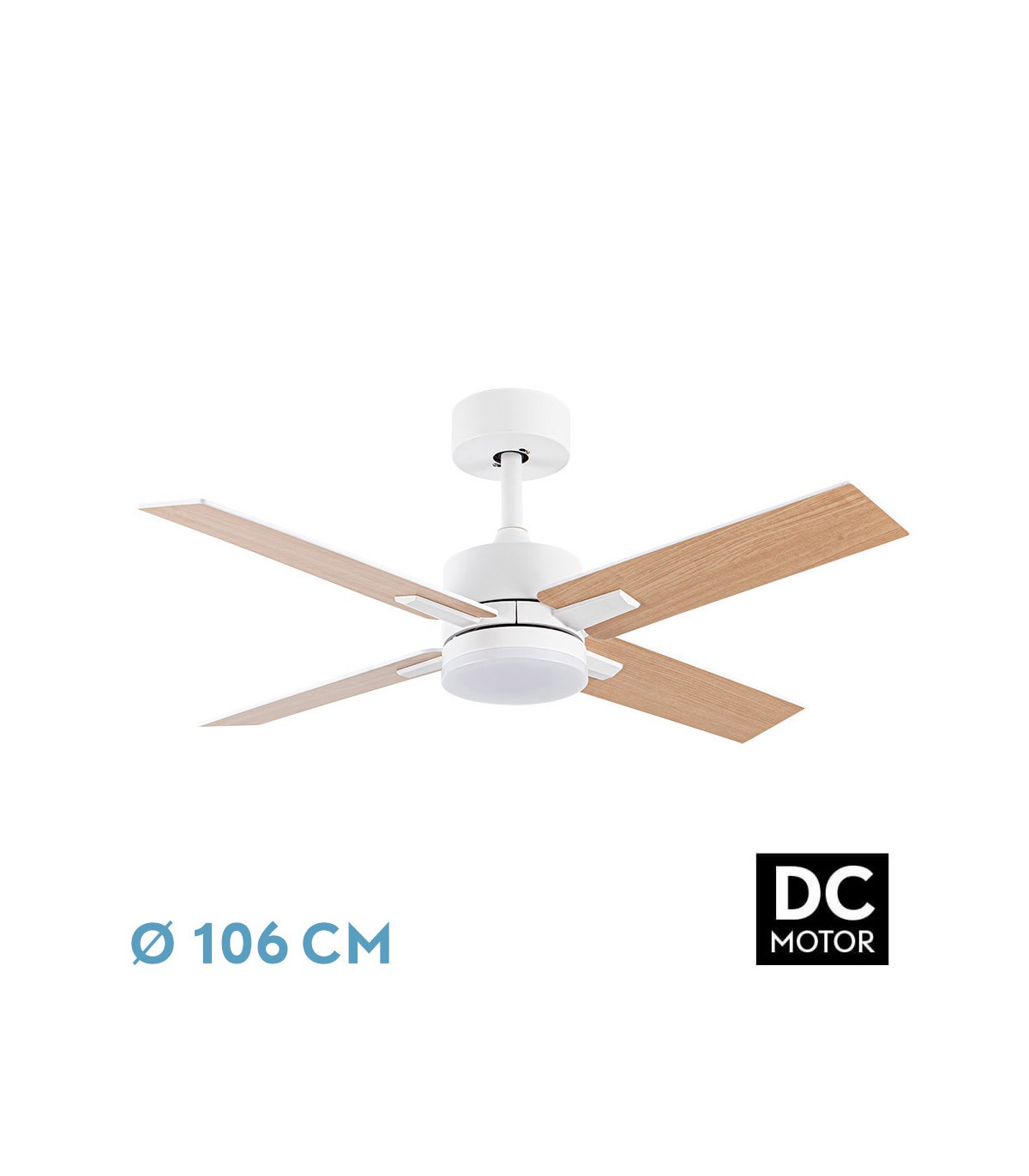Ventilador de Techo TALCO DC Blanco 20W 2350Lm 4 Aspas Rev. Blanco/Haya CCT