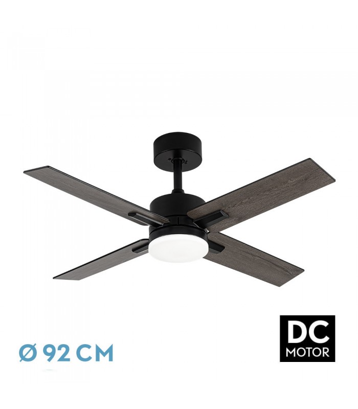 Ventilador de Techo TALCO DC Negro 20W 2350Lm 4 Aspas Rev. Negro/Gris CCT