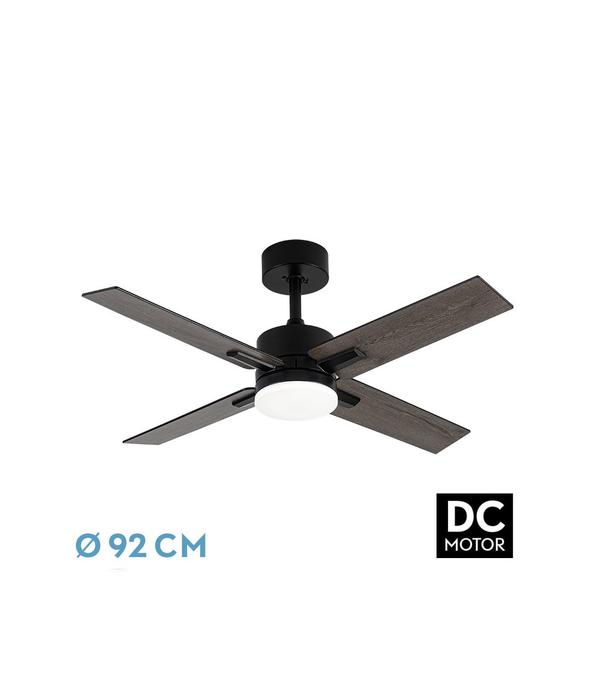 Ventilador de Techo TALCO DC Negro 20W 2350Lm 4 Aspas Rev. Negro/Gris CCT