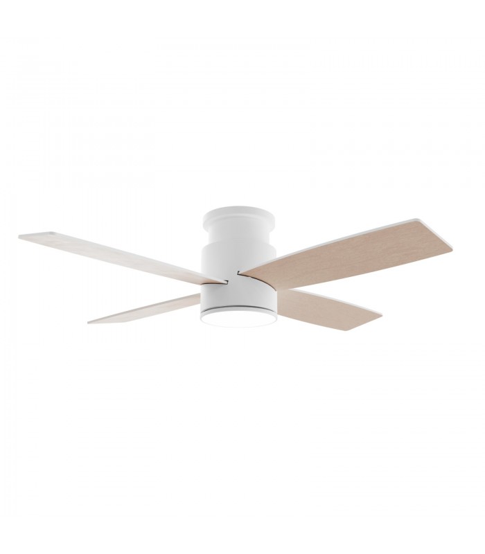 Ventilador Taro Blanco DC 24W 2400Lm 4 Aspas Blanco/Madera CCT