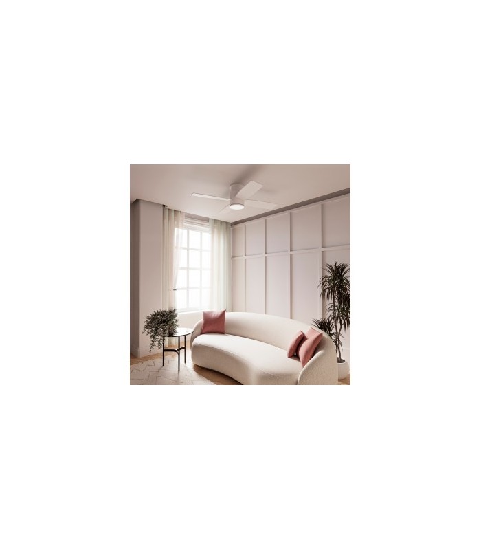 Ventilador Taro Blanco DC 24W 2400Lm 4 Aspas Blanco/Madera CCT