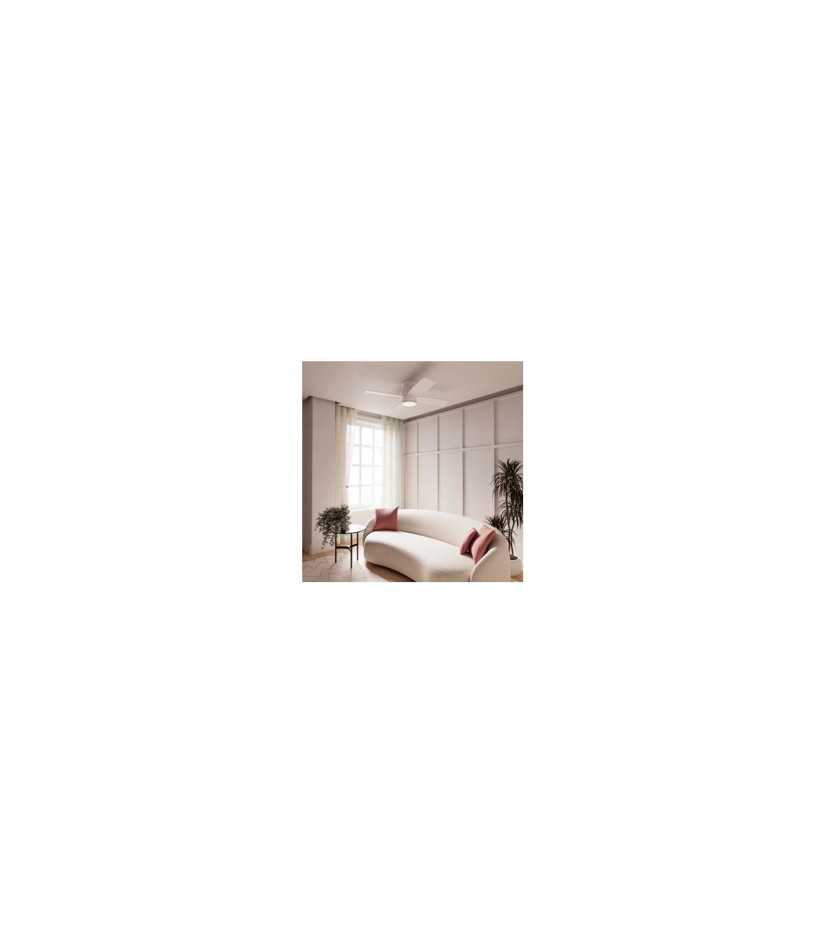Ventilador Taro Blanco DC 24W 2400Lm 4 Aspas Blanco/Madera CCT