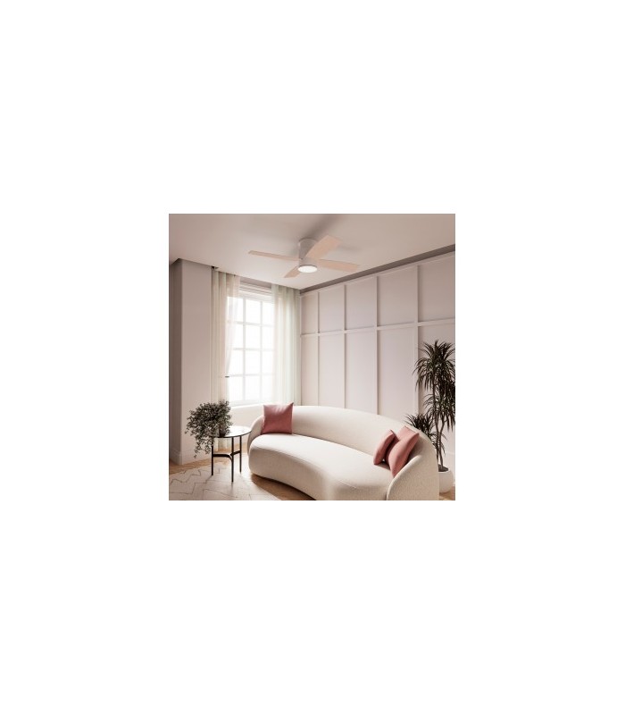 Ventilador Taro Blanco DC 24W 2400Lm 4 Aspas Blanco/Madera CCT
