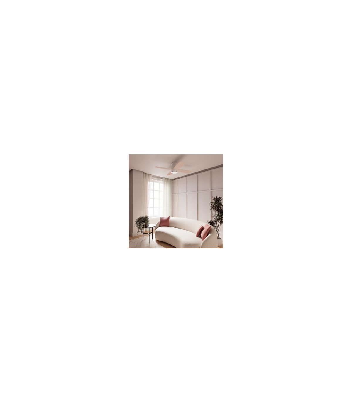Ventilador Taro Blanco DC 24W 2400Lm 4 Aspas Blanco/Madera CCT