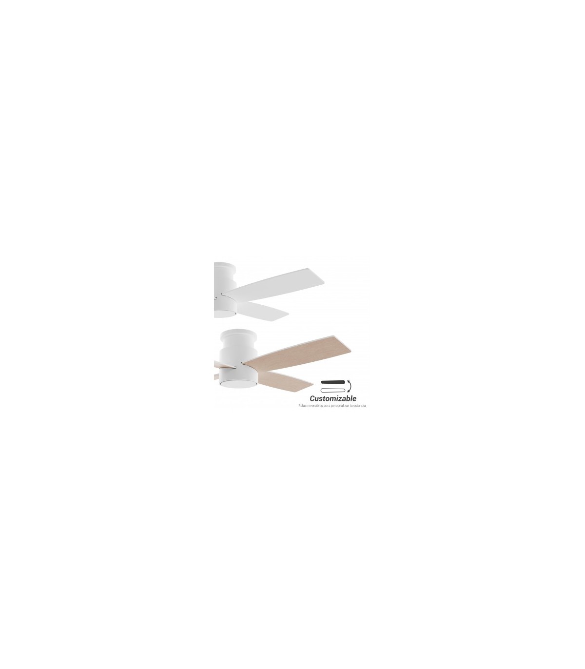Ventilador Taro Blanco DC 24W 2400Lm 4 Aspas Blanco/Madera CCT