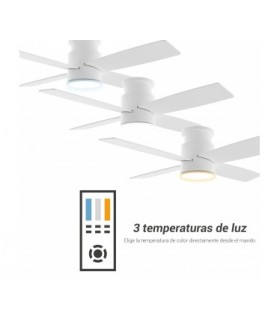Ventilador Taro Blanco DC 24W 2400Lm 4 Aspas Blanco/Madera CCT