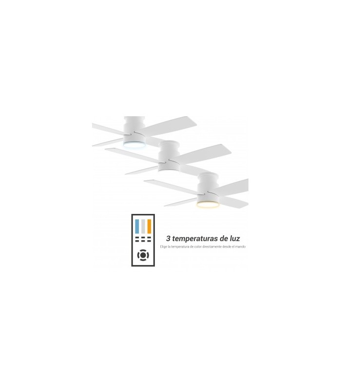Ventilador Taro Blanco DC 24W 2400Lm 4 Aspas Blanco/Madera CCT