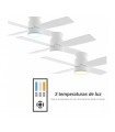 Ventilador Taro Blanco DC 24W 2400Lm 4 Aspas Blanco/Madera CCT