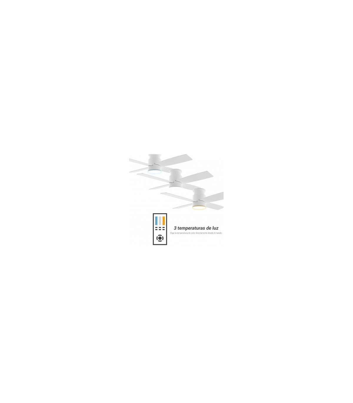 Ventilador Taro Blanco DC 24W 2400Lm 4 Aspas Blanco/Madera CCT