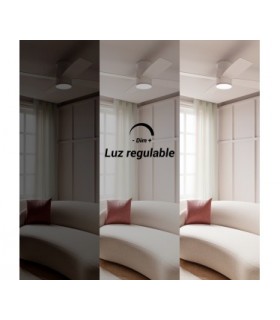 Ventilador Taro Blanco DC 24W 2400Lm 4 Aspas Blanco/Madera CCT