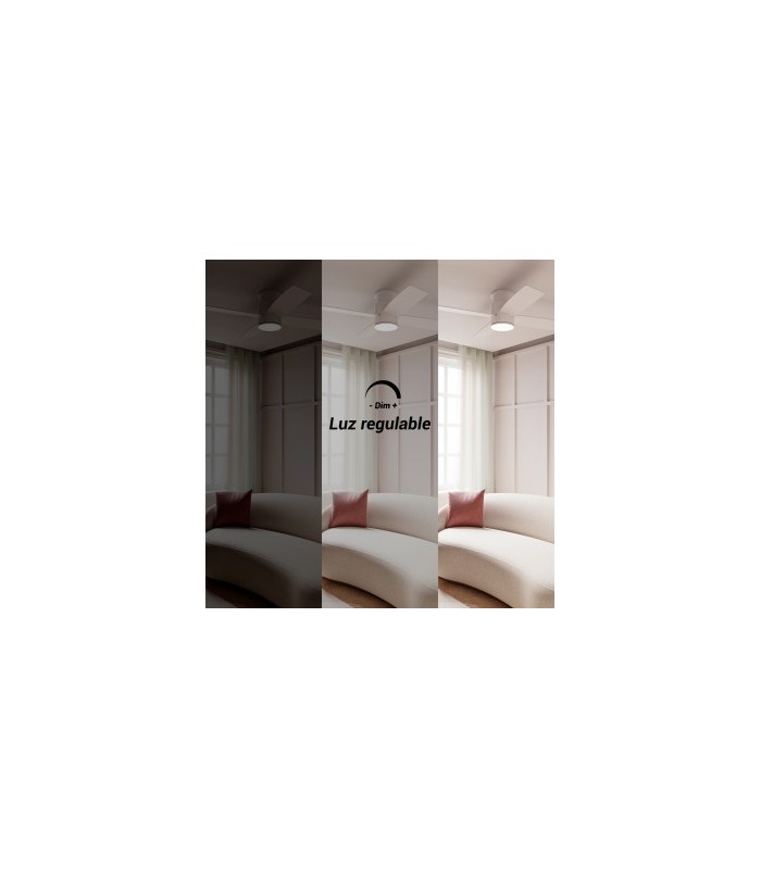 Ventilador Taro Blanco DC 24W 2400Lm 4 Aspas Blanco/Madera CCT