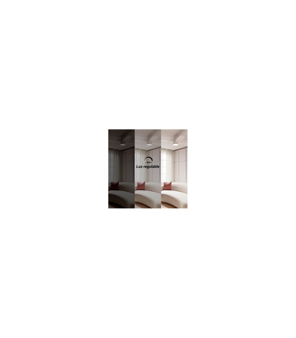Ventilador Taro Blanco DC 24W 2400Lm 4 Aspas Blanco/Madera CCT