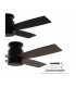 Ventilador Taro Negro DC 24W 2400Lm 4 Aspas Negro/Nogal CCT