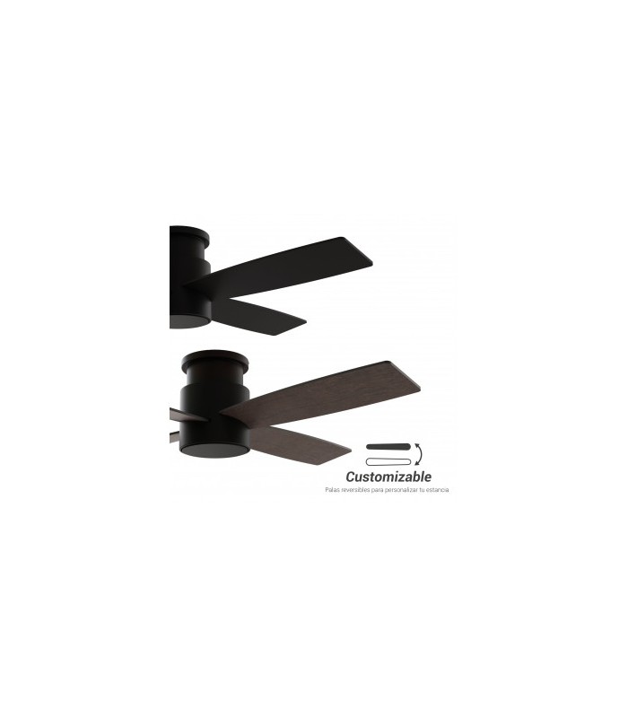 Ventilador Taro Negro DC 24W 2400Lm 4 Aspas Negro/Nogal CCT