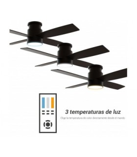 Ventilador Taro Negro DC 24W 2400Lm 4 Aspas Negro/Nogal CCT
