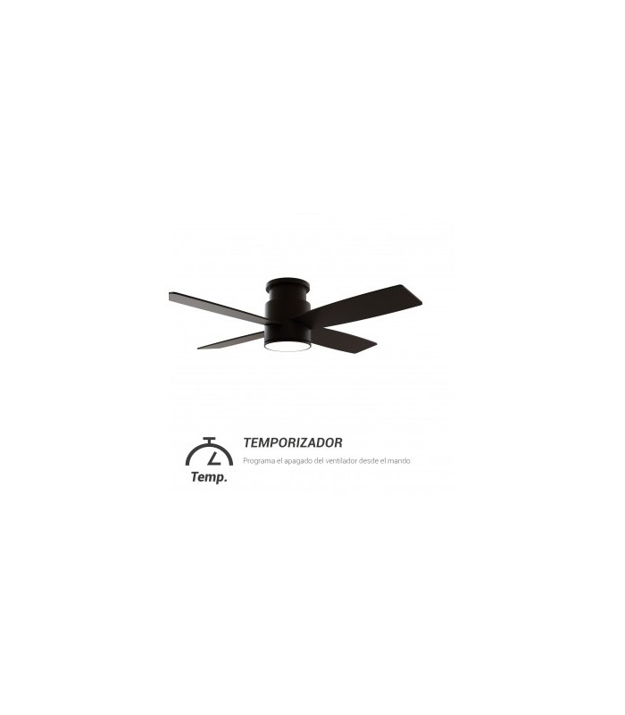 Ventilador Taro Negro DC 24W 2400Lm 4 Aspas Negro/Nogal CCT