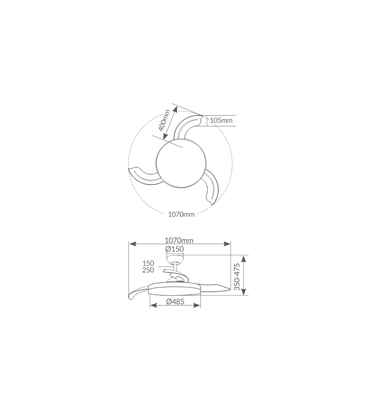 Ventilador Tungati DC 36W 3547Lm 3 Aspas Blanco CCT