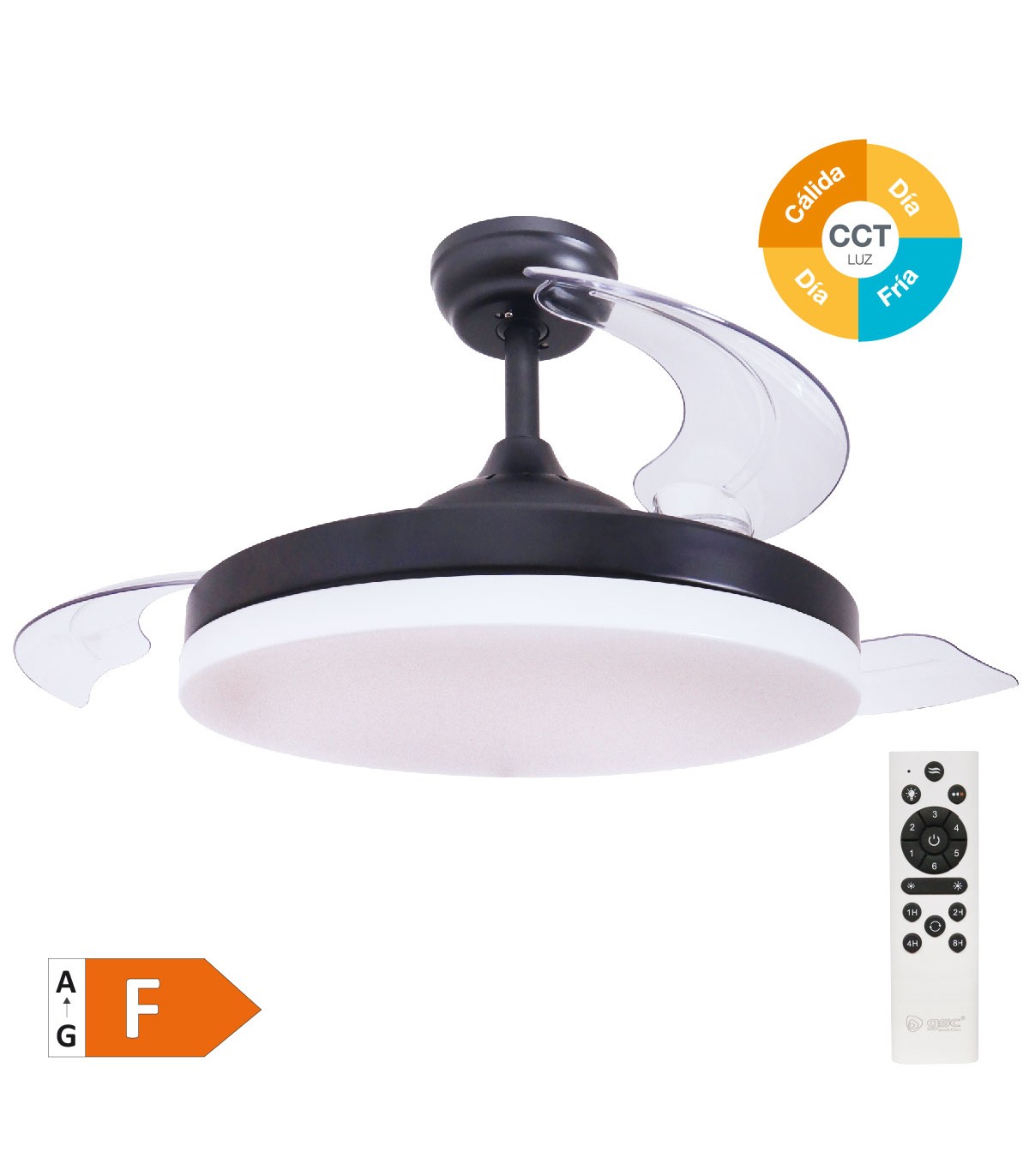 Ventilador Tungati DC 36W 3547Lm 3 Aspas Negro CCT