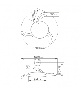 Ventilador Tungati DC 36W 3547Lm 3 Aspas Níquel CCT