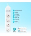 Base Múltiple Wifi o Bluetooth 4T + 2 USB A + 1 USB C (3x1.5mm) 1,5m Compatible Amazon Alexa/Google Home