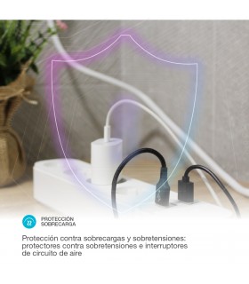 Base Múltiple Wifi o Bluetooth 4T + 2 USB A + 1 USB C (3x1.5mm) 1,5m Compatible Amazon Alexa/Google Home