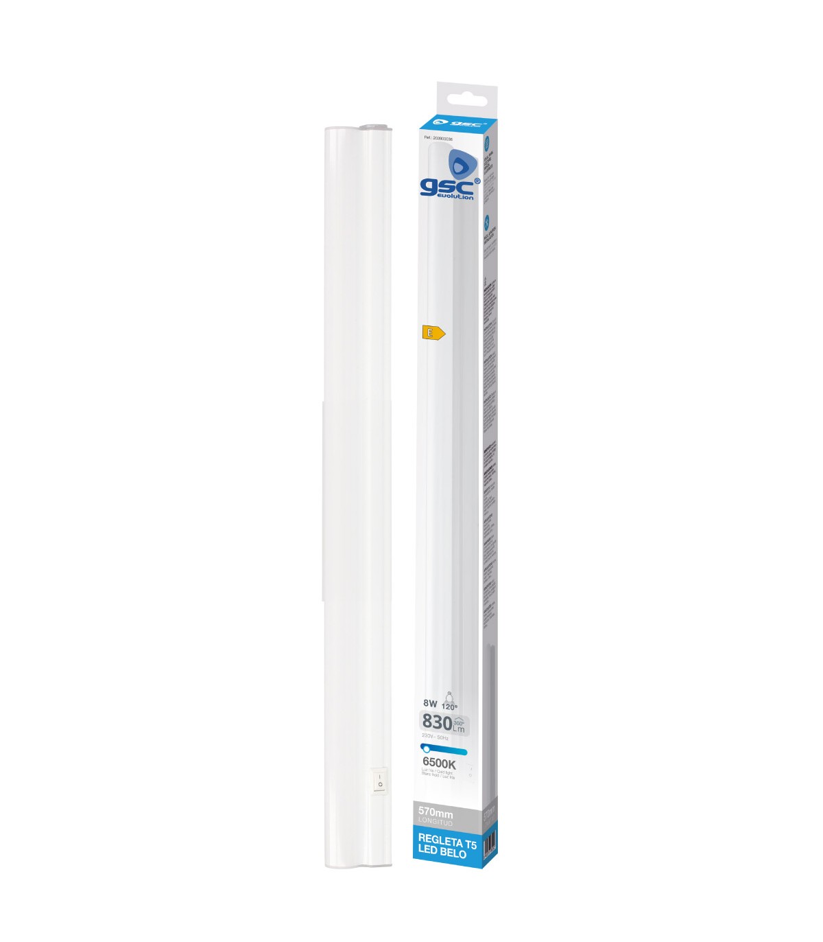 Regleta T5 Con Interruptor 8W 830Lm 570mm IP20