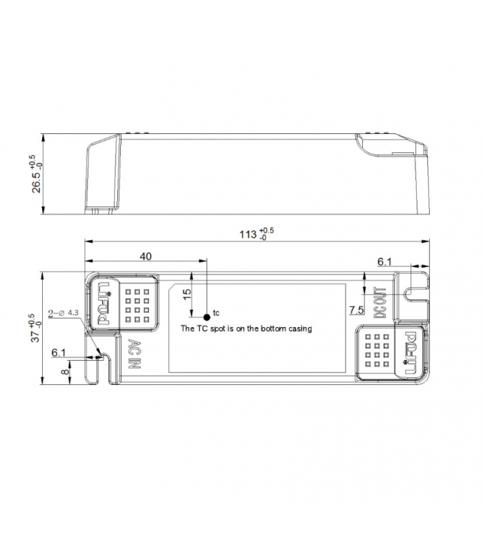 Driver LIFUD 24W OUT 33-40VDC 600mA Free Flicker