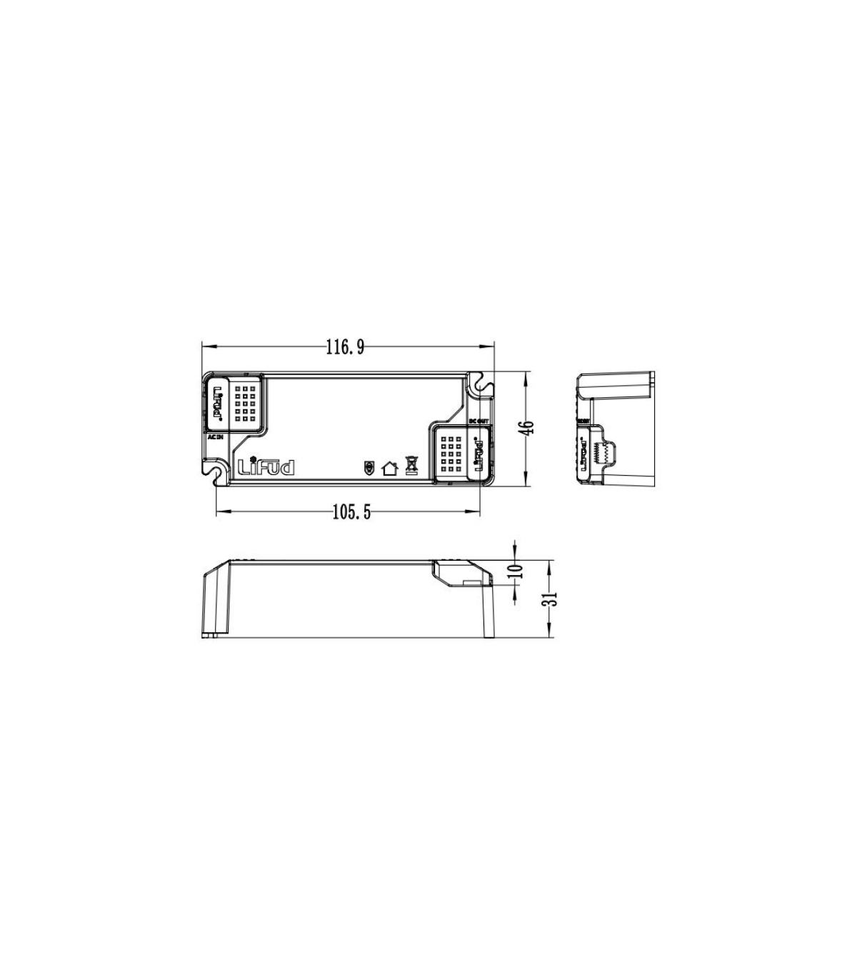 Driver LIFUD 28W Salida 25-40VDC 700mA Regulable Triac