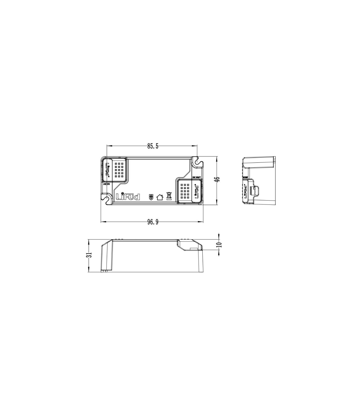 Driver LIFUD 14W Salida 25-42VDC 350mA Regulable Triac