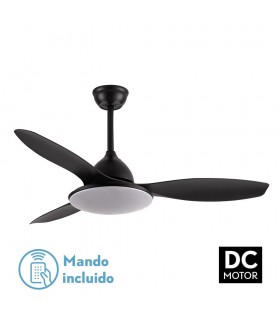Ventilador de Techo YAEL DC Negro 72W 7200Lm 3 Aspas Negro CCT