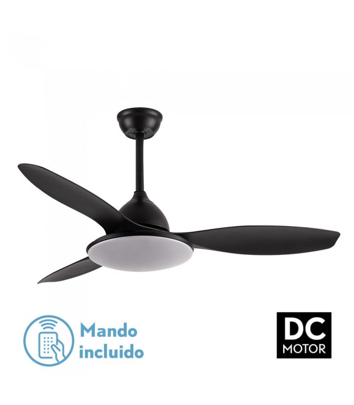 Ventilador de Techo YAEL DC Negro 72W 7200Lm 3 Aspas Negro CCT