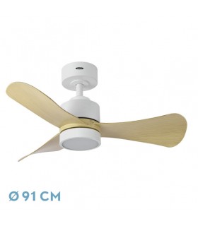 Ventilador de Techo ZEPELIN DC Blanco 18W 1900Lm 3 Aspas Haya CCT