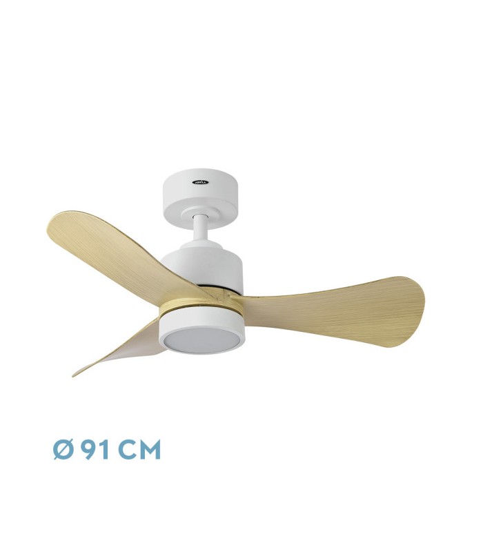 Ventilador de Techo ZEPELIN DC Blanco 18W 1900Lm 3 Aspas Haya CCT