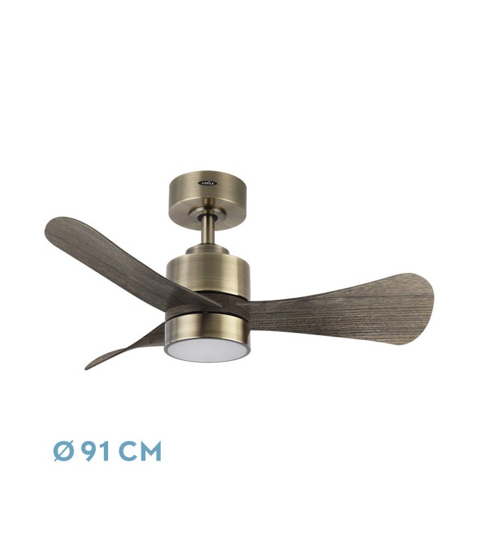 Ventilador de Techo ZEPELIN DC Cuero 18W 1900Lm 3 Aspas Roble CCT