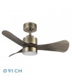 Ventilador de Techo ZEPELIN DC Cuero 18W 1900Lm 3 Aspas Roble CCT