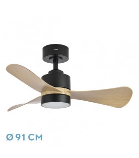 Ventilador de Techo ZEPELIN DC Negro 18W 1900Lm 3 Aspas Haya CCT