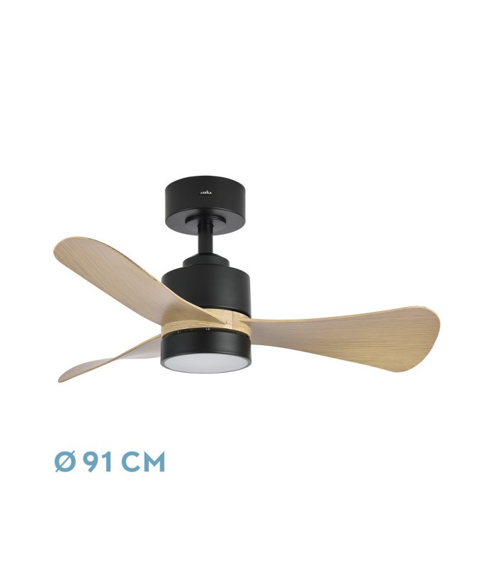 Ventilador de Techo ZEPELIN DC Negro 18W 1900Lm 3 Aspas Haya CCT