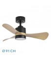 Ventilador de Techo ZEPELIN DC Negro 18W 1900Lm 3 Aspas Haya CCT