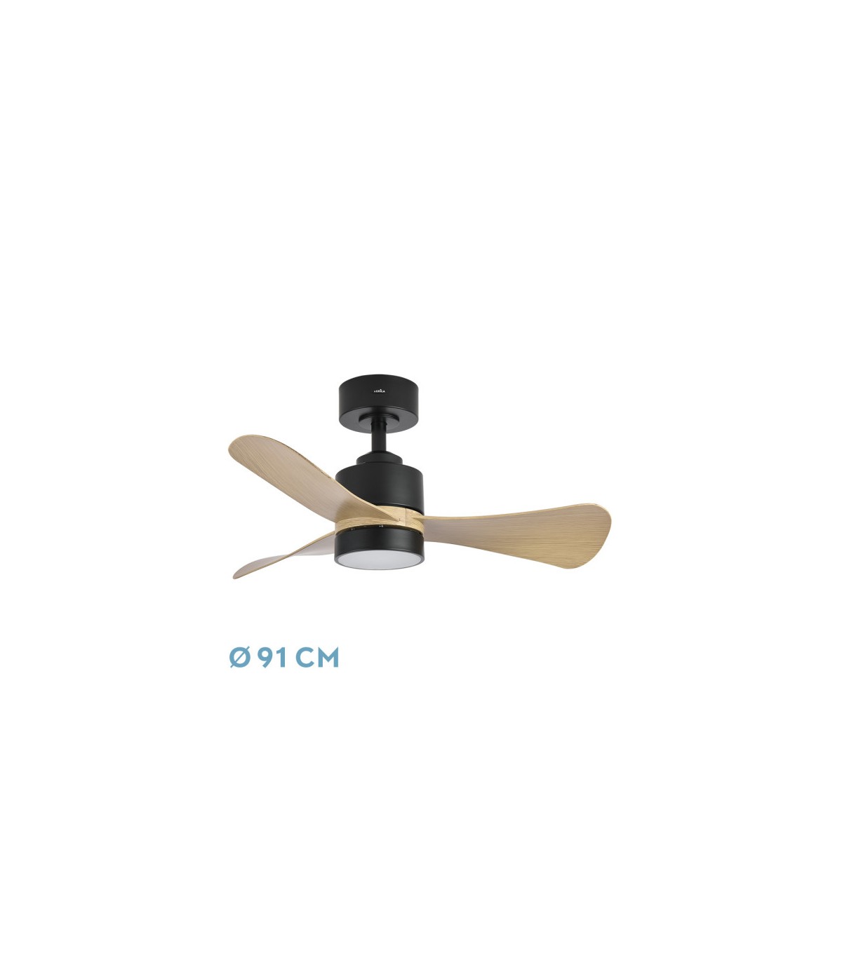 Ventilador de Techo ZEPELIN DC Negro 18W 1900Lm 3 Aspas Haya CCT