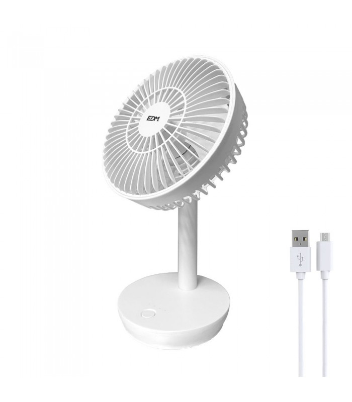 Ventilador Sobremesa Recargable 5W Ø17cm Blanco