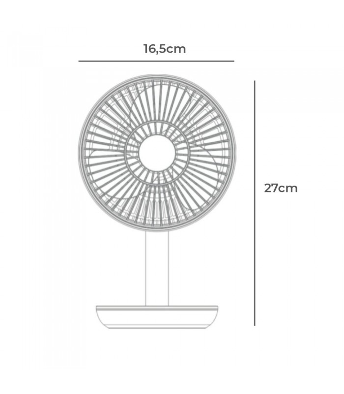 Ventilador Sobremesa Recargable 5W Ø17cm Blanco