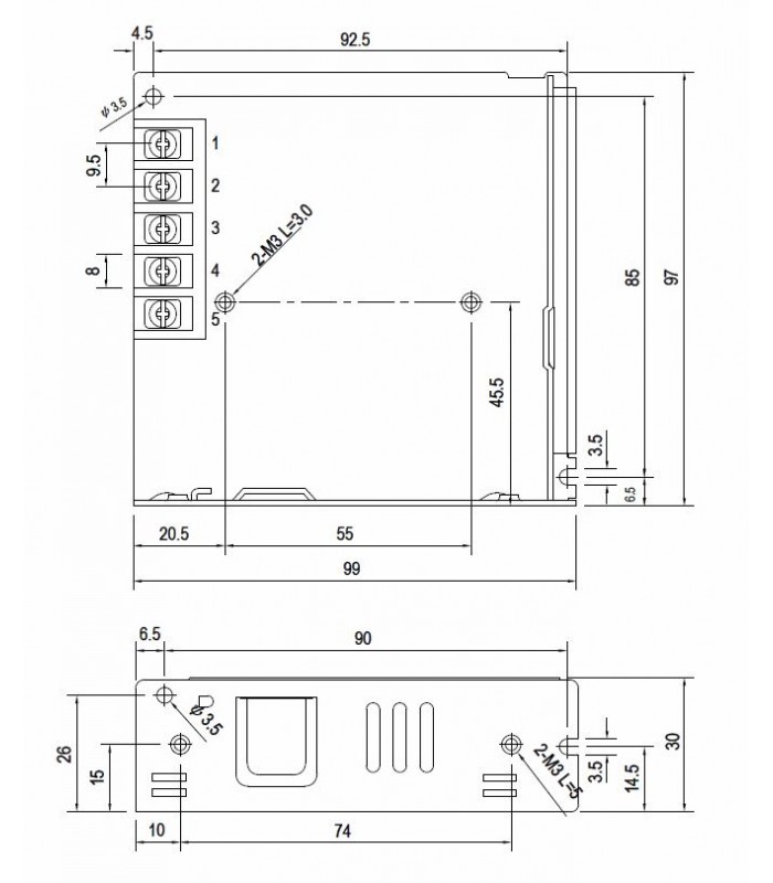 Fuente alimentación Mean Well 75W 24Vdc 3.2A IP20 LRS-75-24