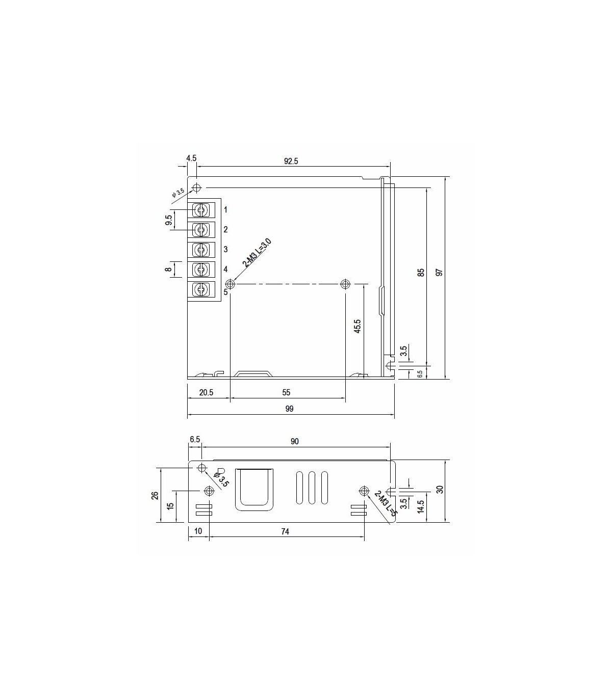 Fuente alimentación Mean Well 75W 24Vdc 3.2A IP20 LRS-75-24