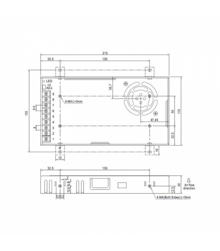 Fuente alimentación Mean Well 350W 24Vdc 14.6A IP20 LRS-350-24