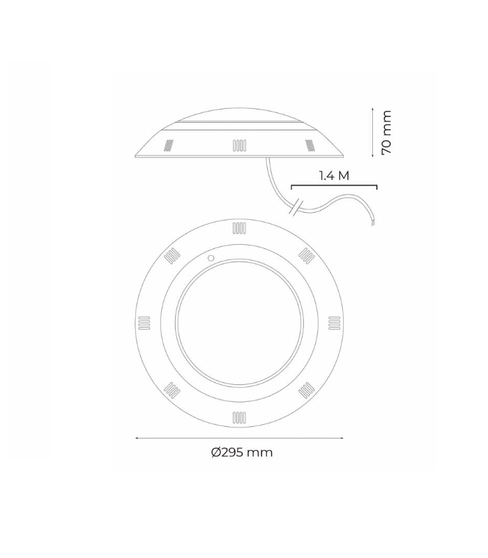 Foco Piscina Superficie 12VDC 36W 3500Lm IP68 RGBW