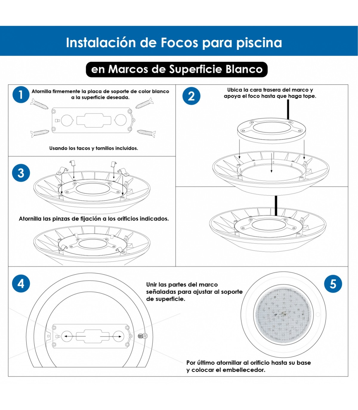 Marco de Superficie Blanco Para Bombilla Par56 Serie Next