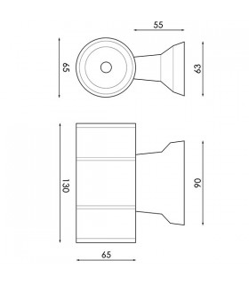 Aplique LED de pared 2x3W 540Lm 36º IP54 3000K Black Tube