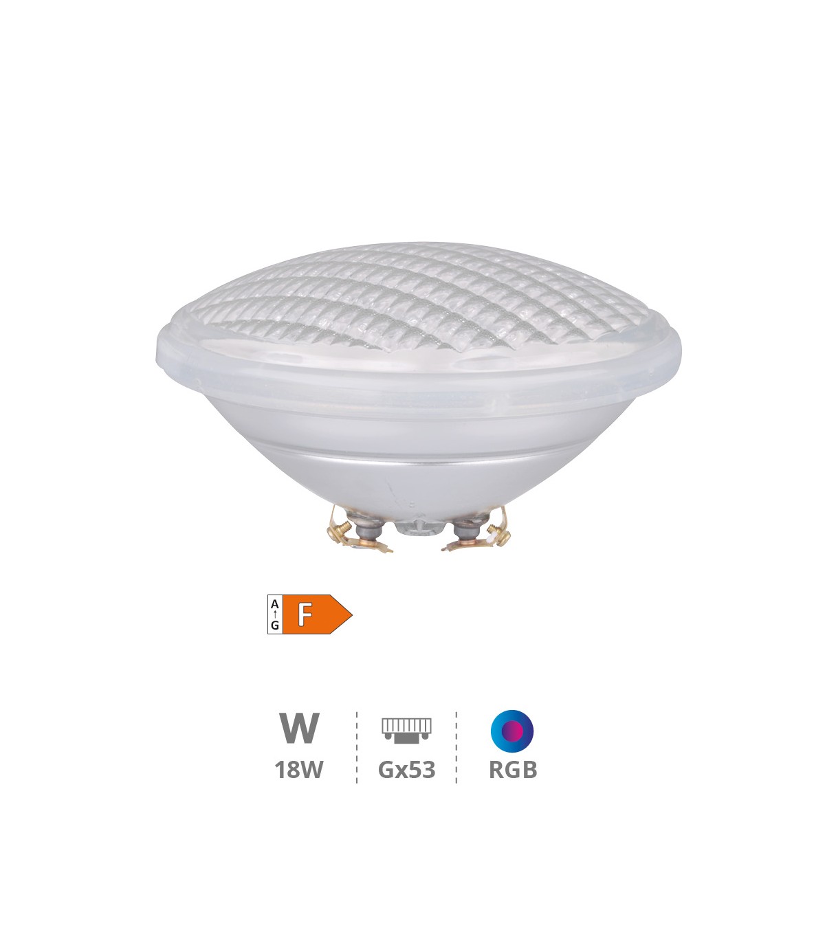 Bombilla PAR56 12V AC/DC 18W 1800Lm IP68 RGB